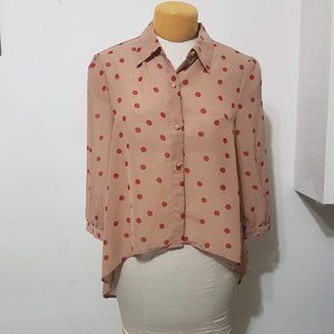 Red and Beige Polka Dot Blouse